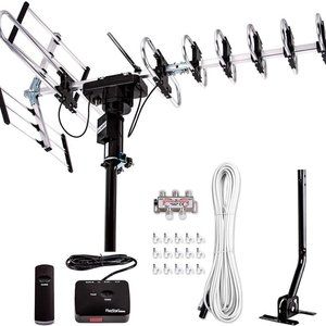 Outdoor HDTV Antenna Supports 5 TVs With Installation Kit and J Pole